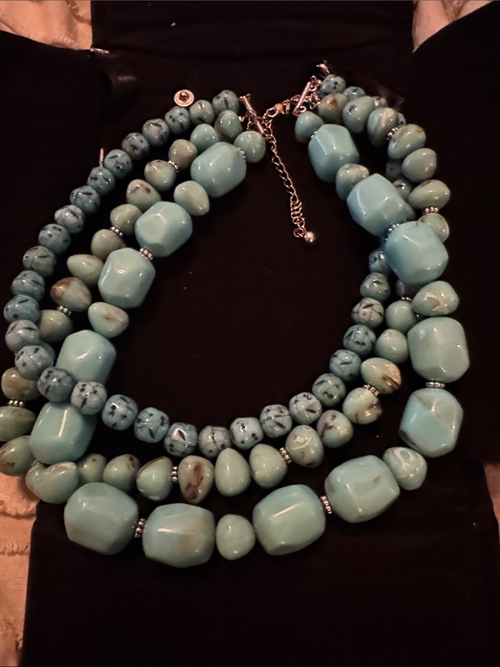 NWT Vintage Avon faux Turquoise Multi-Strand Beaded Necklace - in box